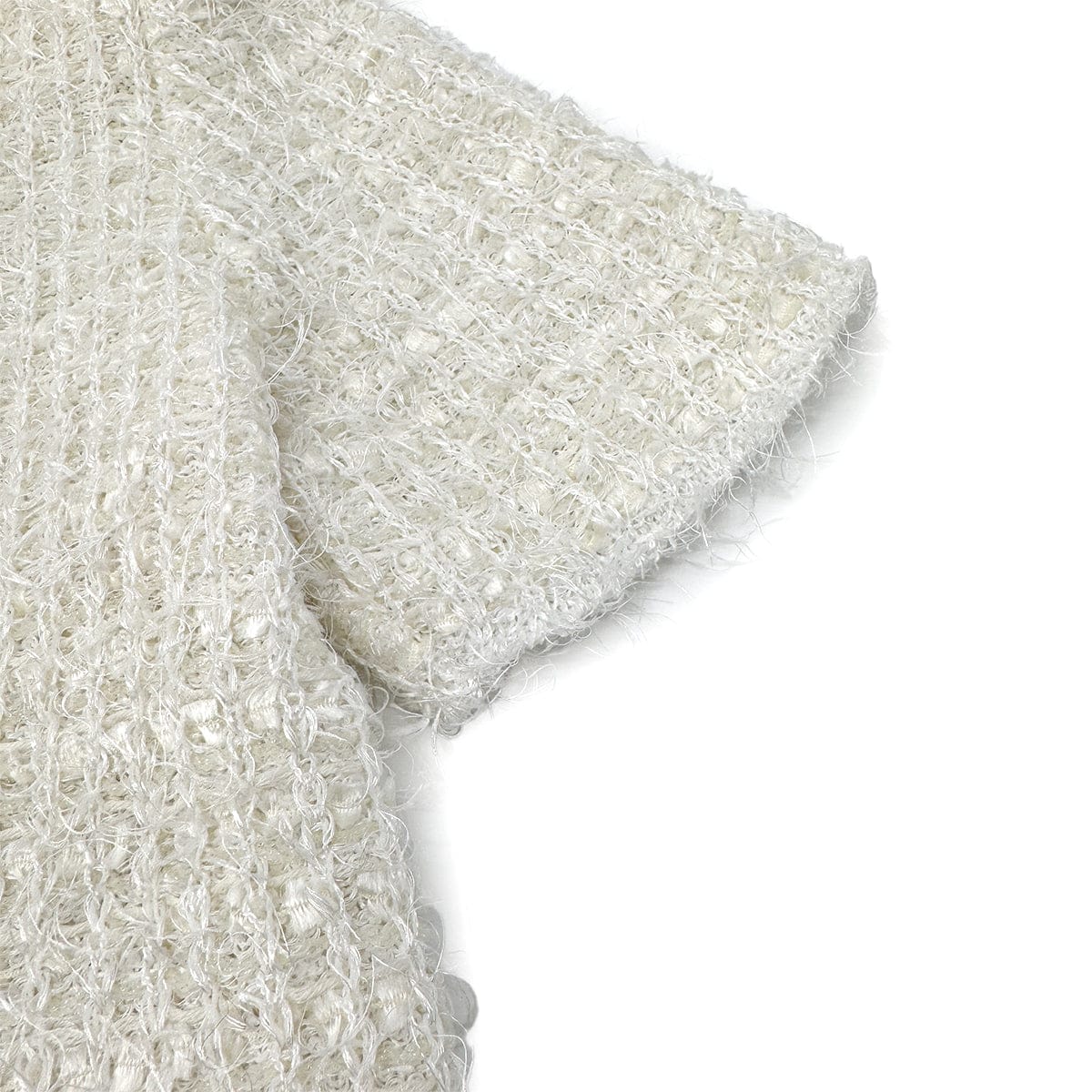 Luxury Promise Japan CHANEL VINTAGE MIX TWEED HALF SLEEVE KNIT JACKET WHITE POLYESTER 40 99P RTW 90296576