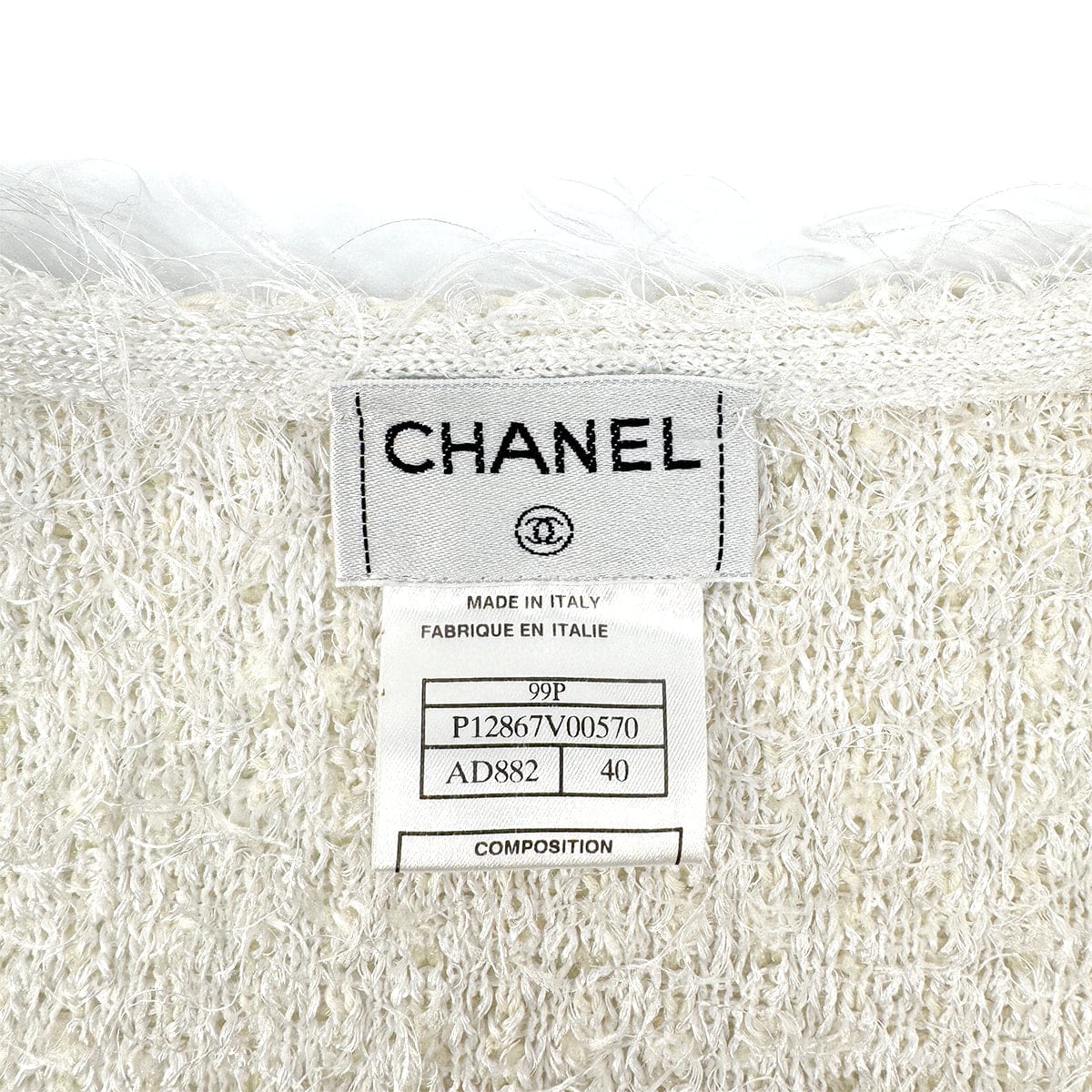 Luxury Promise Japan CHANEL VINTAGE MIX TWEED HALF SLEEVE KNIT JACKET WHITE POLYESTER 40 99P RTW 90296576