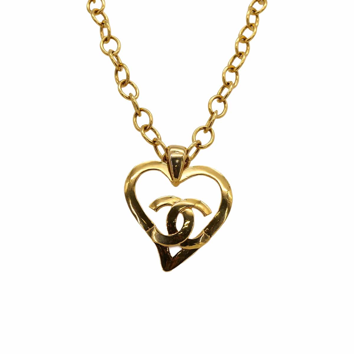 Luxury Promise Japan CHANEL VINTAGE NECKLACE COCOMARK HEART GOLD ACCESSORY 95P 90309741