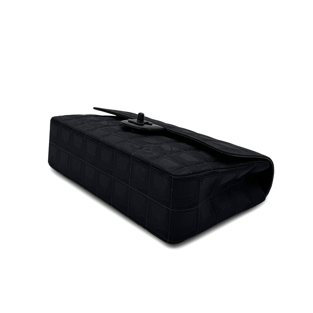 Luxury Promise Japan CHANEL VINTAGE NEW TRAVEL LINE EAST WEST CHOCOLATE BAR CHAIN SHOULDER BAG BLACK NYLON 90284881