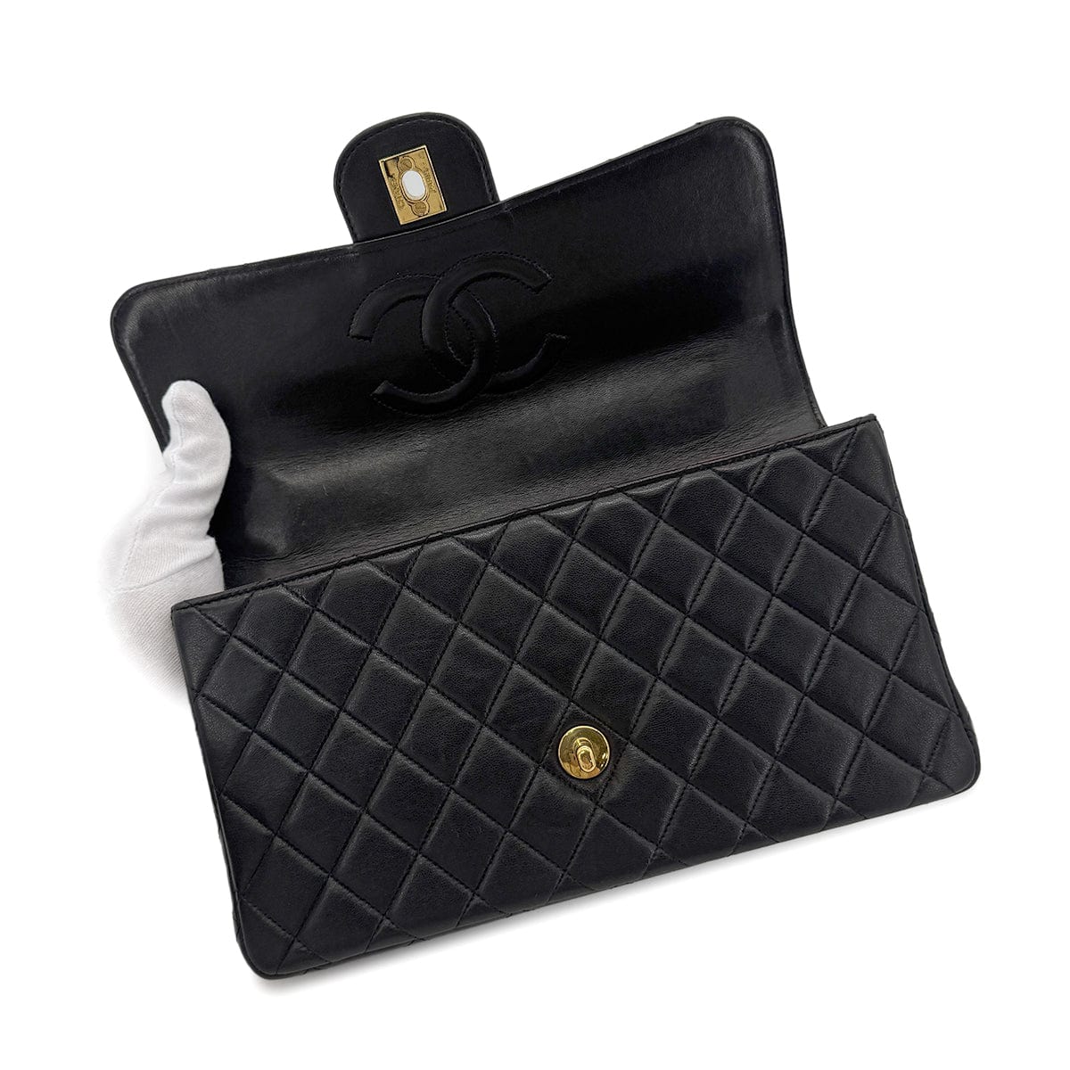 Luxury Promise Japan CHANEL VINTAGE PARENT-CHILD BAG PARENTS ONLY BLACK LAMB SKIN 90270847