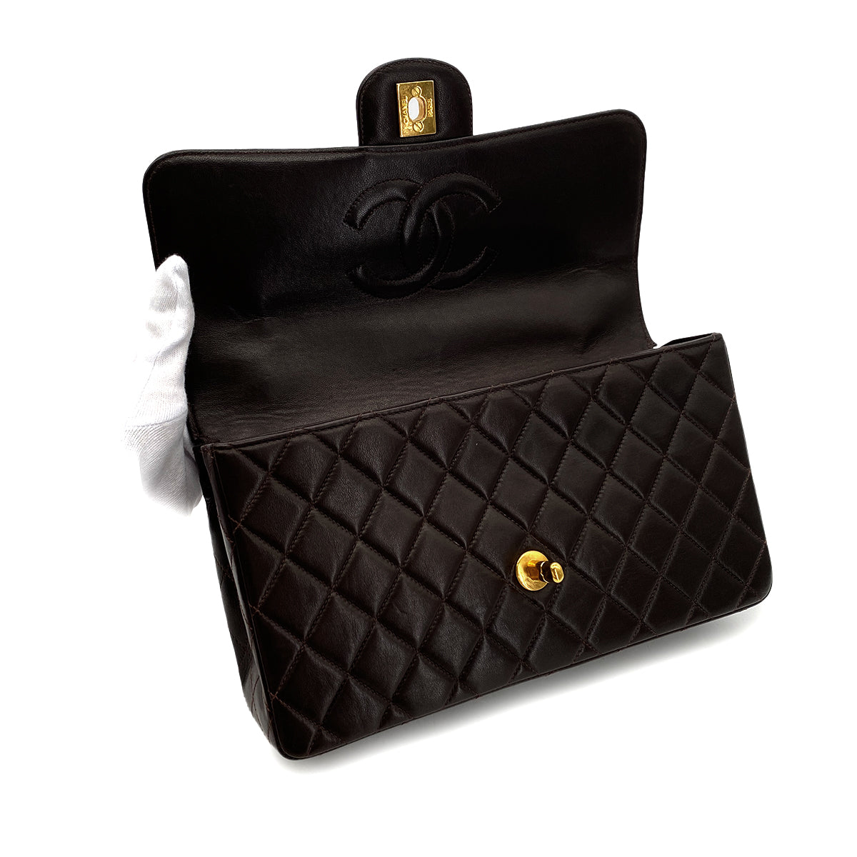Luxury Promise Japan CHANEL VINTAGE PARENT-CHILD BAG PARENTS ONLY BROWN LAMB SKIN 90290328