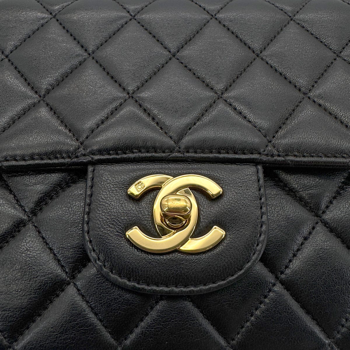Luxury Promise Japan CHANEL VINTAGE PARENT-CHILD HAND BAG PARENTS ONLY BLACK LAMB SKIN 90280299