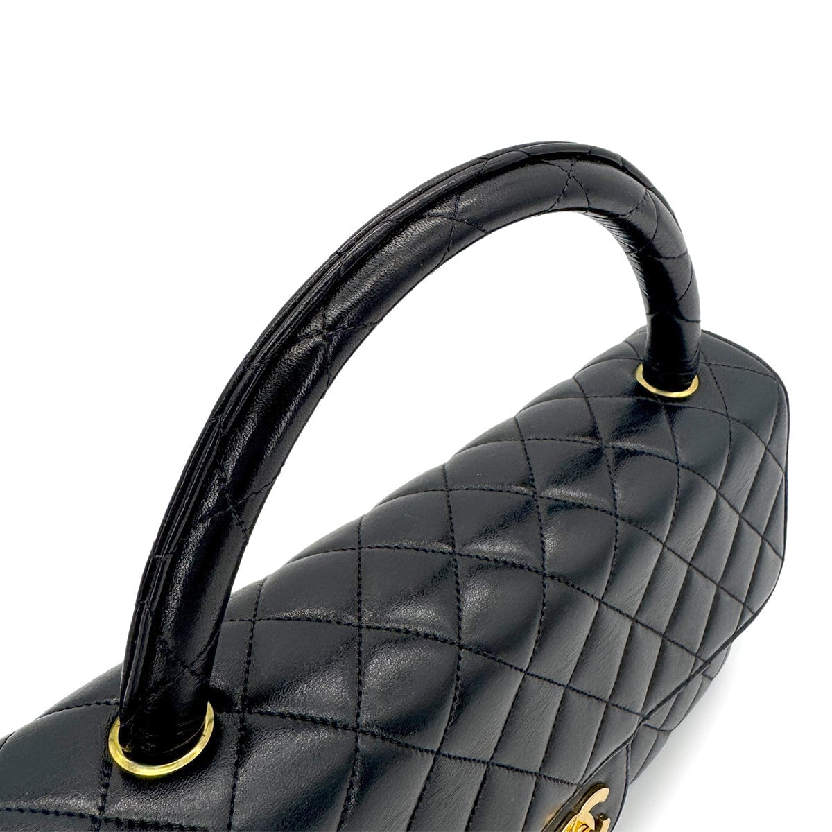 Luxury Promise Japan CHANEL VINTAGE PARENT-CHILD HAND BAG PARENTS ONLY BLACK LAMB SKIN 90280299