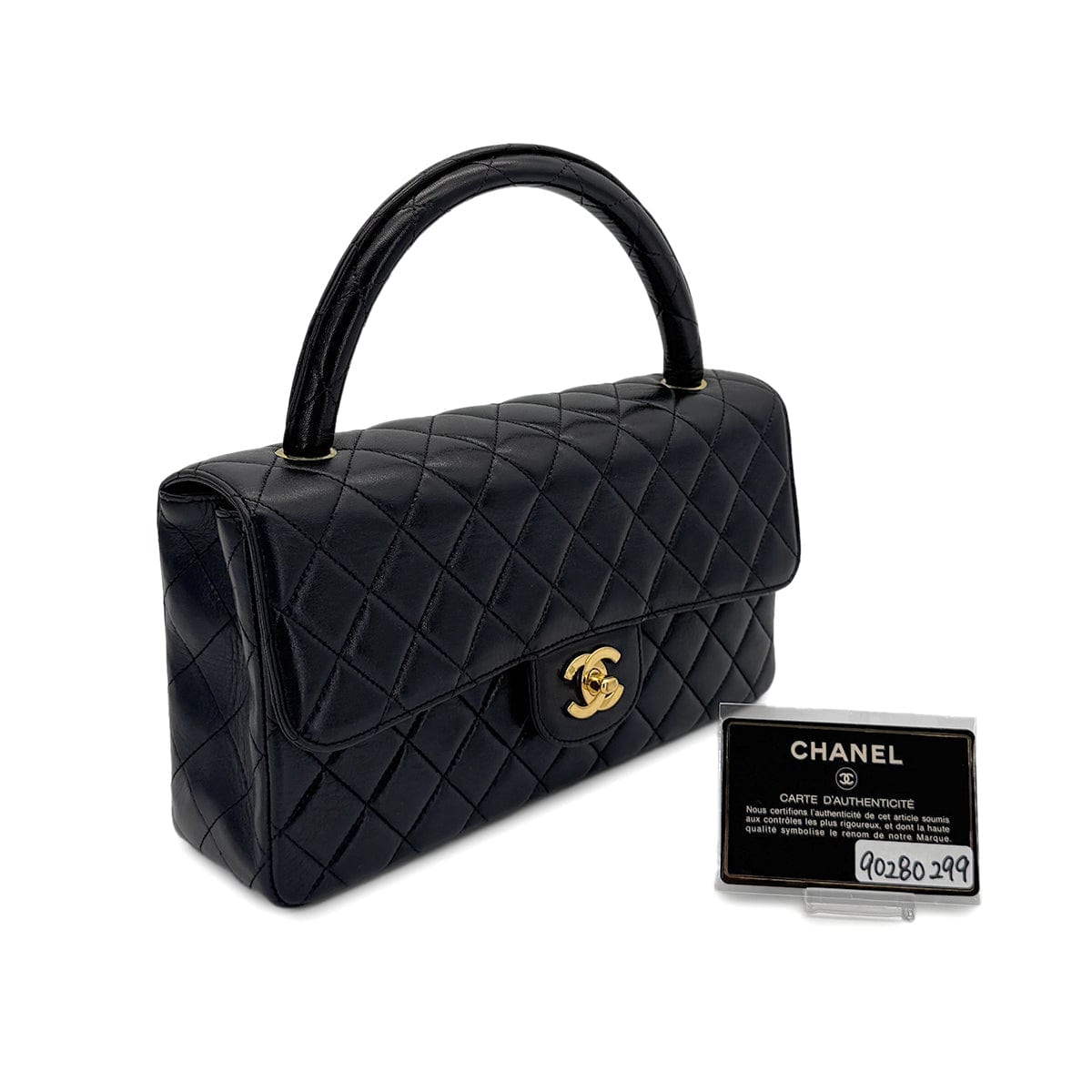 Luxury Promise Japan CHANEL VINTAGE PARENT-CHILD HAND BAG PARENTS ONLY BLACK LAMB SKIN 90280299
