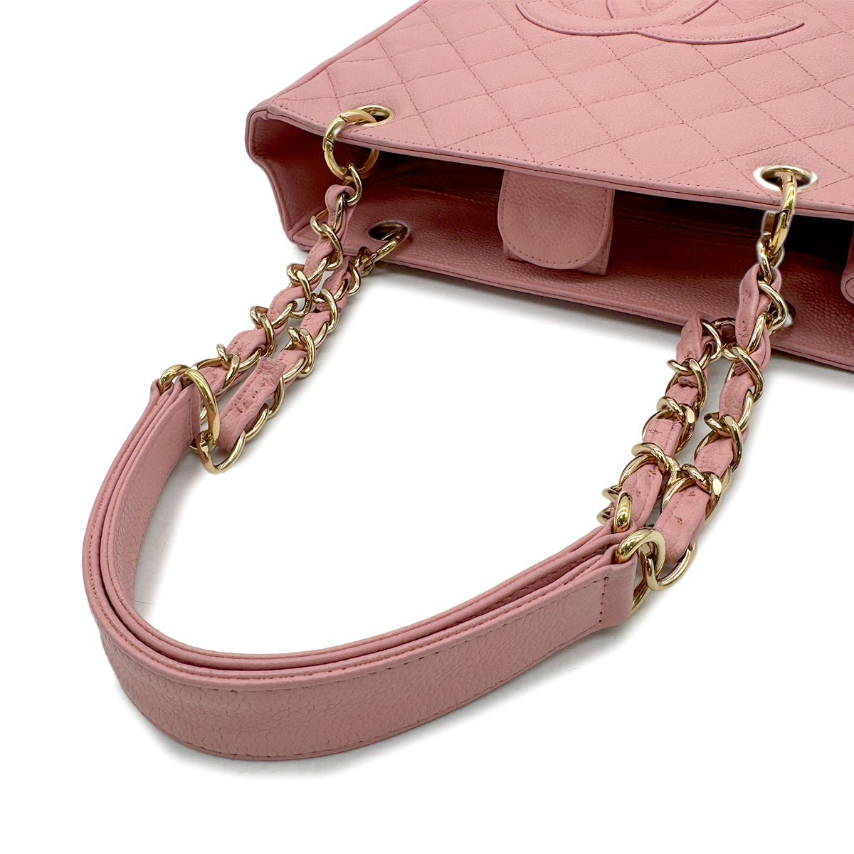Luxury Promise Japan CHANEL VINTAGE PST CHAIN TOTE BAG PINK CAVIAR SKIN 90302179