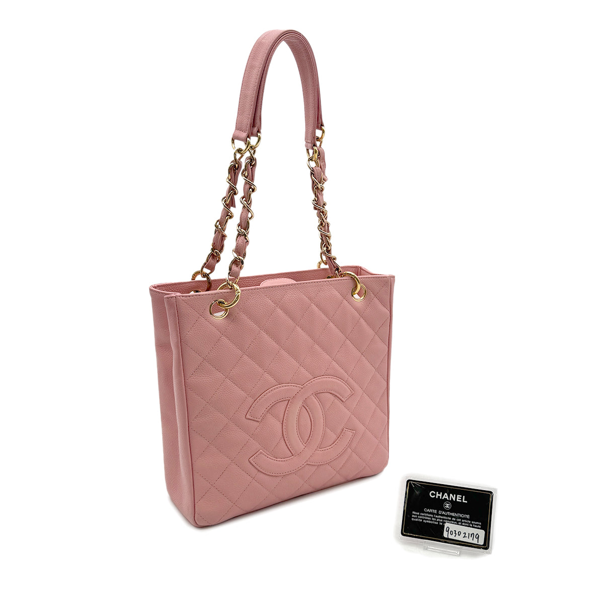 Luxury Promise Japan CHANEL VINTAGE PST CHAIN TOTE BAG PINK CAVIAR SKIN 90302179