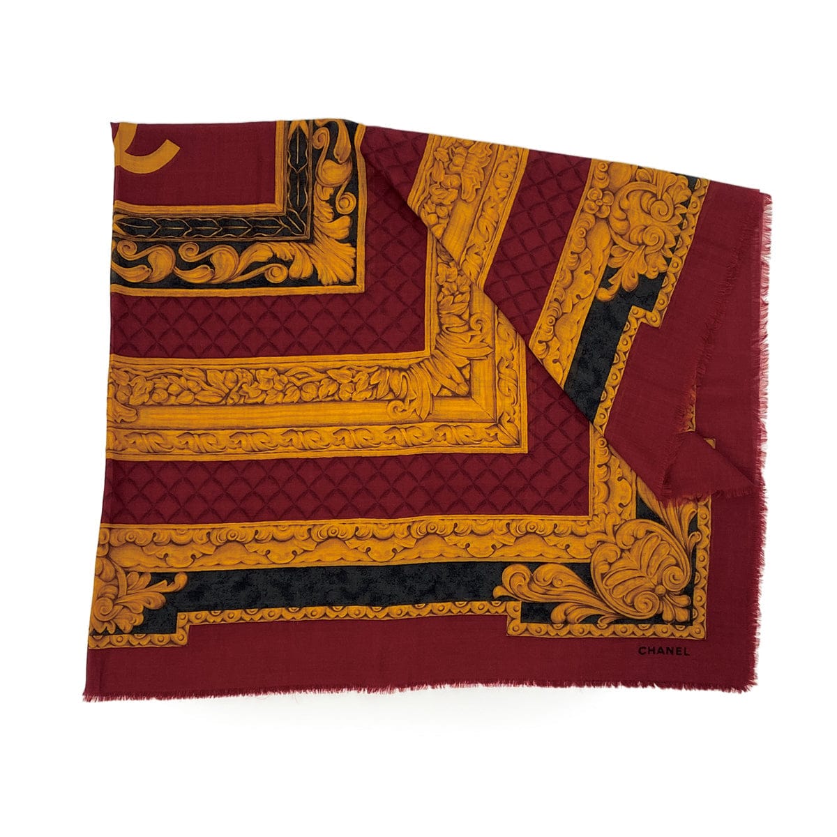 Luxury Promise Japan CHANEL VINTAGE SCARF COCOAMRK RED GOLD WOOL 90309857