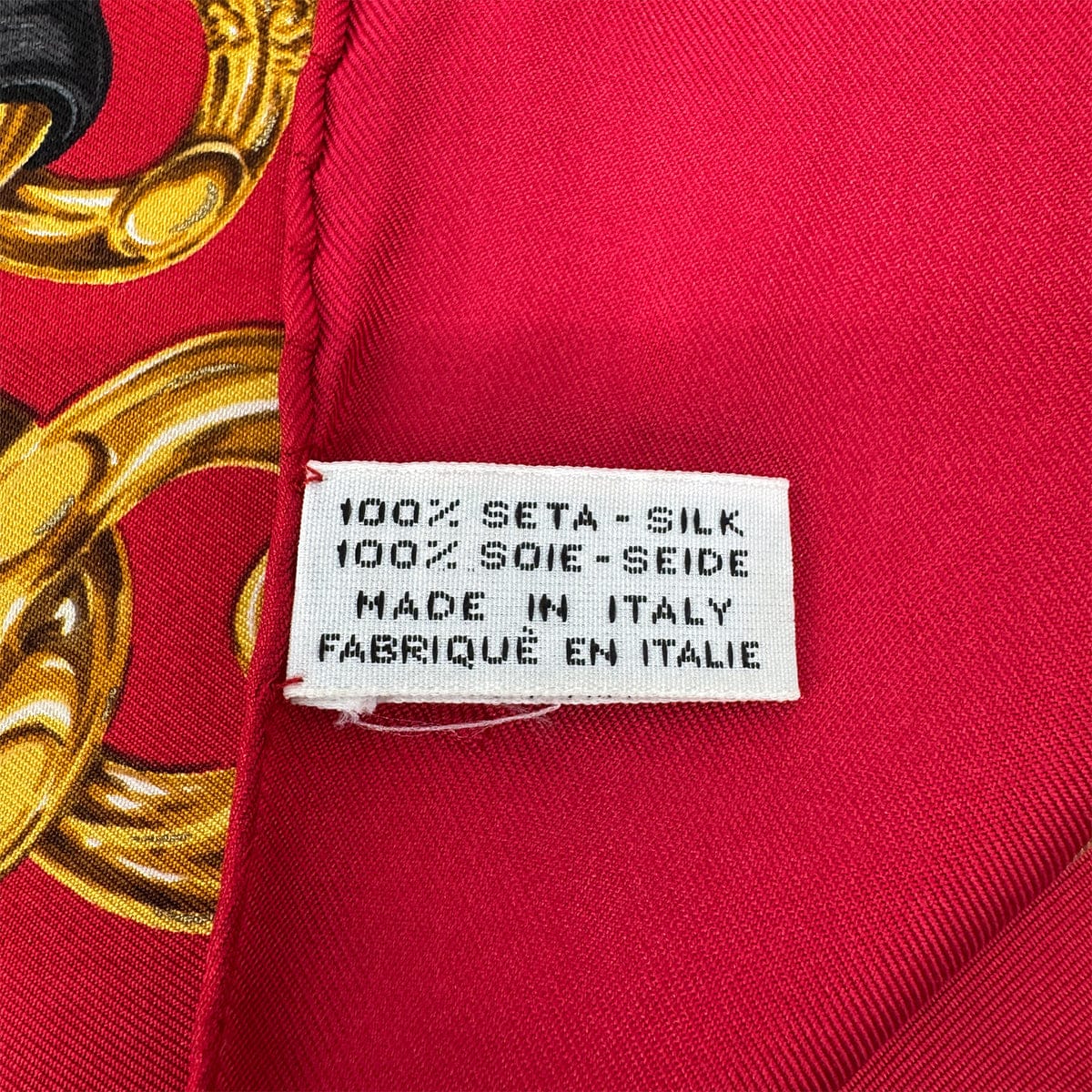 Luxury Promise Japan CHANEL VINTAGE SCARF COCOMARK CHAIN PATERN LIGHT RED YELLOW SILK 90295816