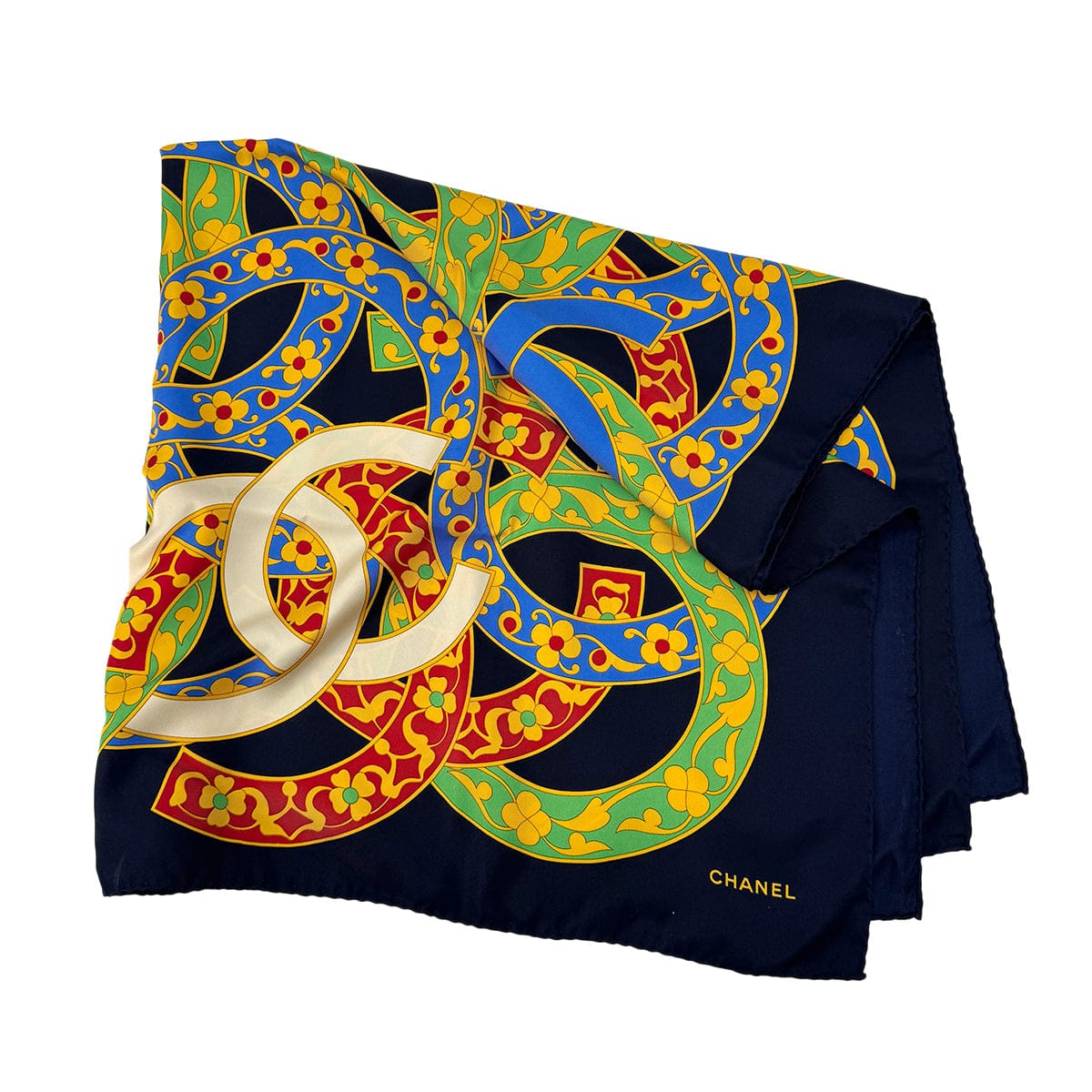 Luxury Promise Japan CHANEL VINTAGE SCARF COCOMARK FLOWER PATERN MULTICOLOR SILK 90295819