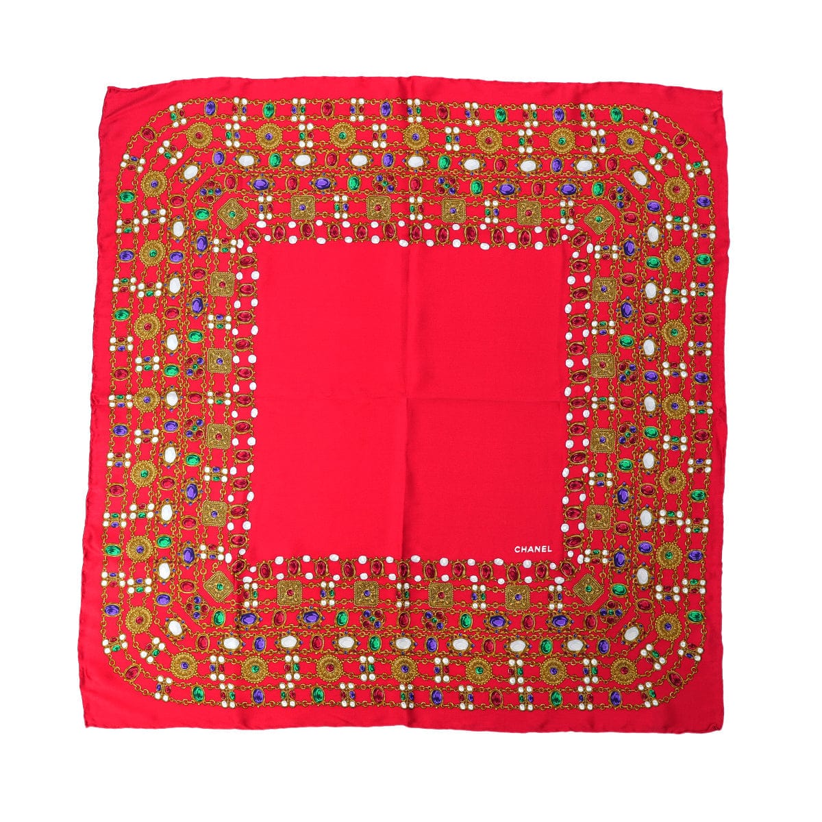 Luxury Promise Japan CHANEL VINTAGE SCARF GRIPORE BIJOU PATTERN MULTICOLOR SILK 90303615