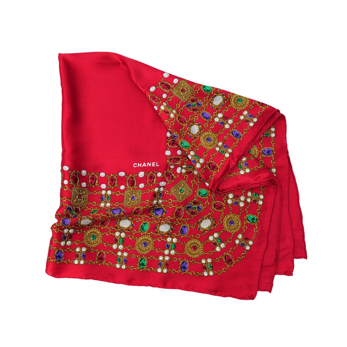 Luxury Promise Japan CHANEL VINTAGE SCARF GRIPORE BIJOU PATTERN MULTICOLOR SILK 90303615