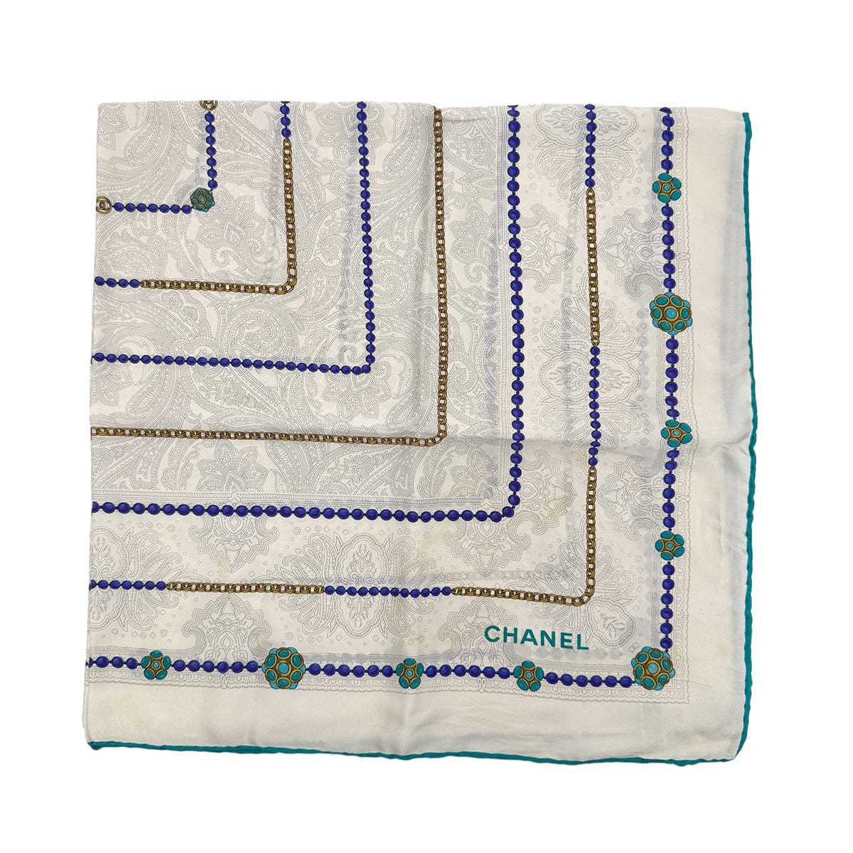 Luxury Promise Japan CHANEL VINTAGE SCARF LOGO ACCESSORY WHITE CACHMERE 90276741