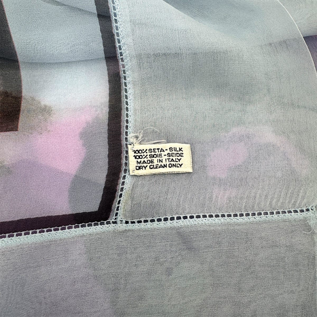 Luxury Promise Japan CHANEL VINTAGE SCARF LOGO BLUE CHIFFON SILK 90278455