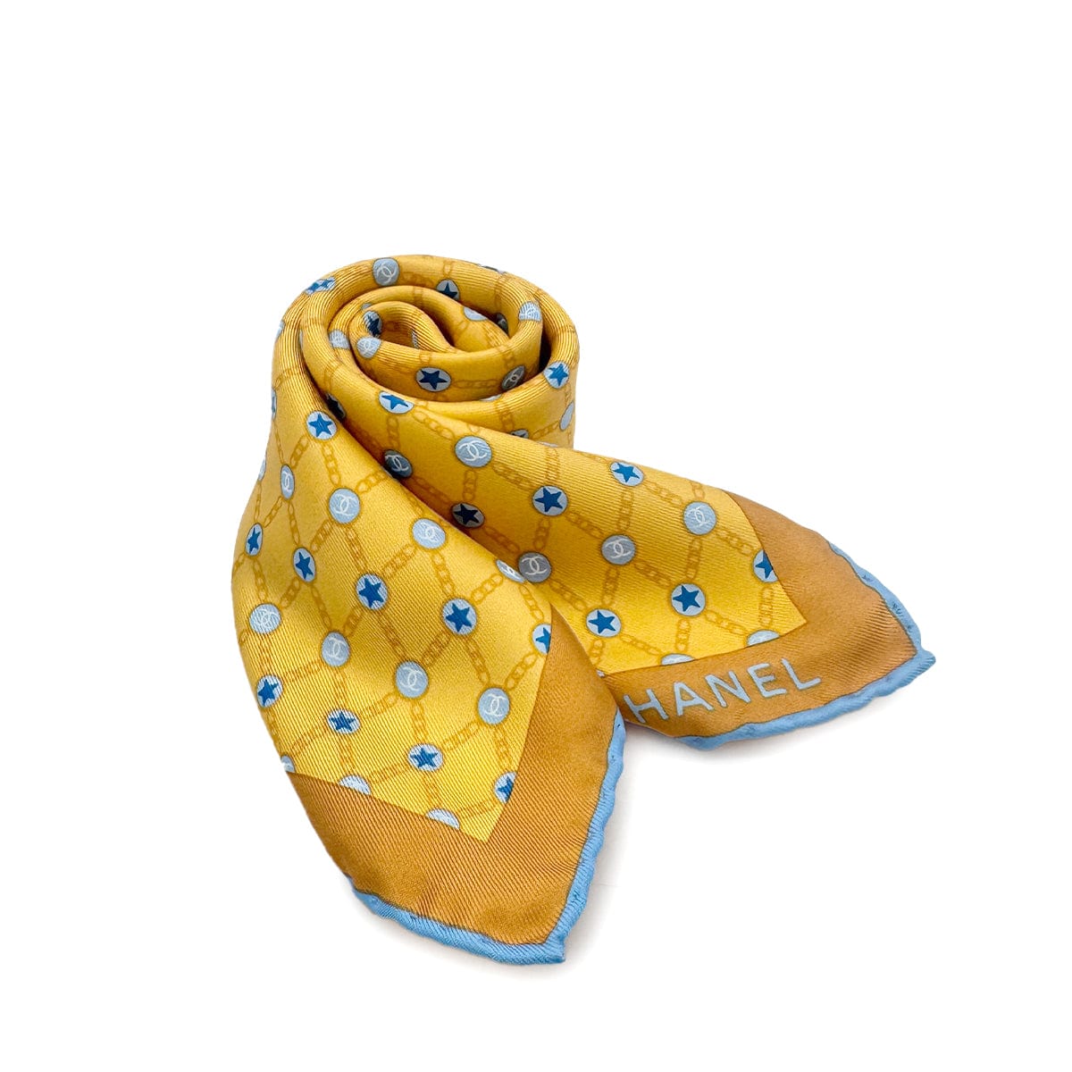 Luxury Promise Japan CHANEL VINTAGE SCARF LOGO STAR ORANGE SILK 90278447