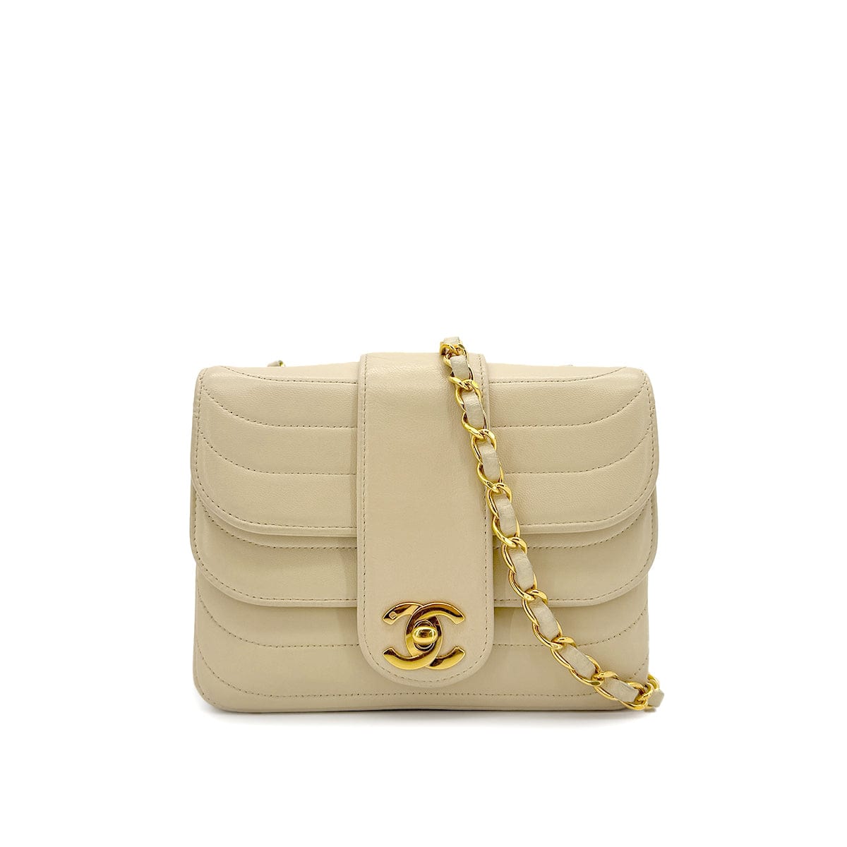 Luxury Promise Japan CHANEL VINTAGE SEAGULL CHAIN SHOULDER FLAP BAG BEIGE LAMB SKIN 90286582