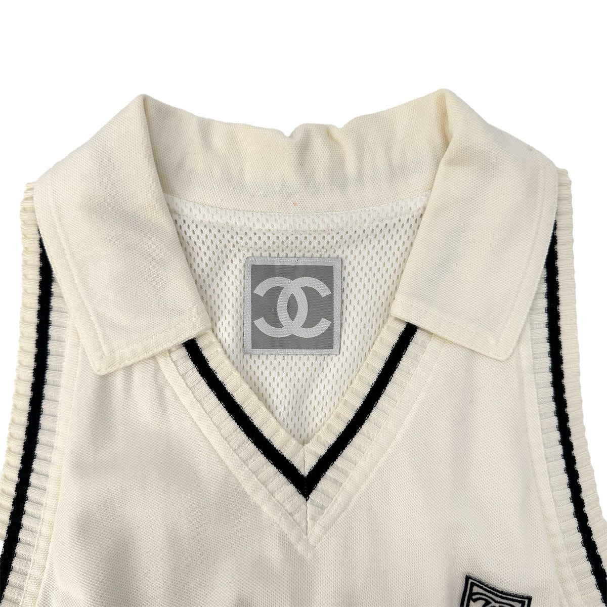 Luxury Promise Japan CHANEL VINTAGE SPORTS LINE COCOMARK SLEEVELESS DRESS WHIYE COTTON 40 RTW 90290321