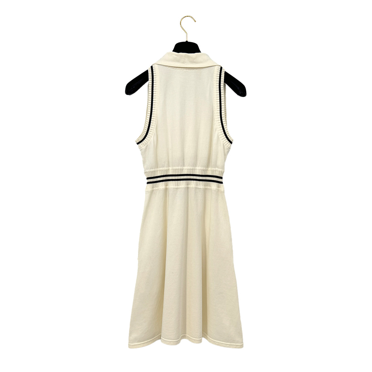 Luxury Promise Japan CHANEL VINTAGE SPORTS LINE COCOMARK SLEEVELESS DRESS WHIYE COTTON 40 RTW 90290321