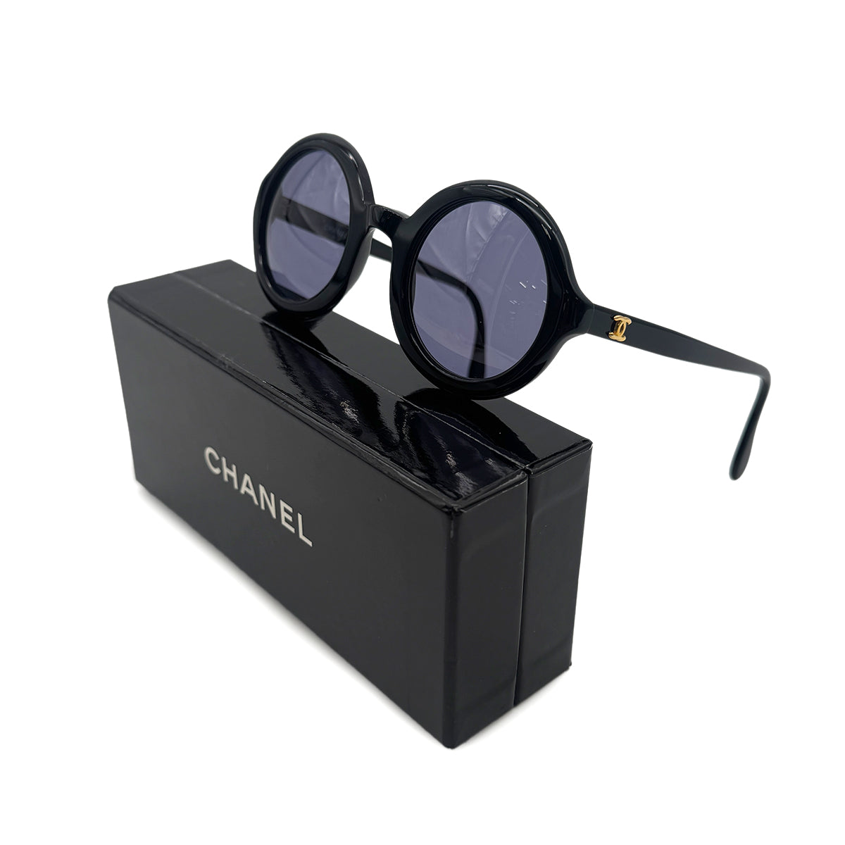 Luxury Promise Japan CHANEL VINTAGE SUNGLASSES COCOMARK BLACK BLUE EYEWEAR 90301125