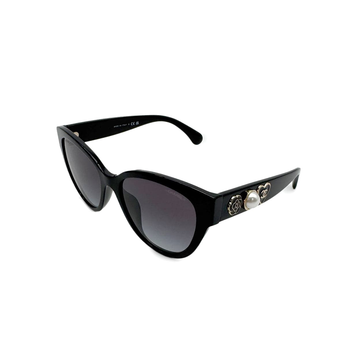 Luxury Promise Japan CHANEL VINTAGE SUNGLASSES COCOMARK FAUX PEARL CAMELLIA BLACK EYEWEAR 90307364