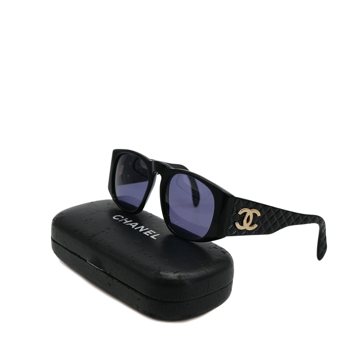 Luxury Promise Japan CHANEL VINTAGE SUNGLASSES COCOMARK MATELASSE BLACK EYEWEAR 90308343