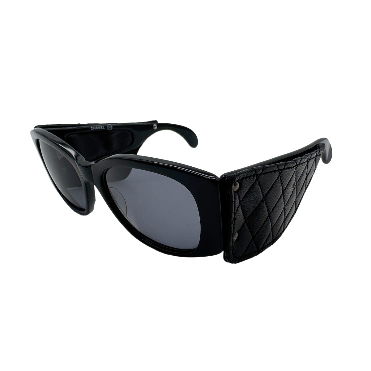 Luxury Promise Japan CHANEL VINTAGE SUNGLASSES MATELASSE BLACK BLUE EYEWEAR 90301119