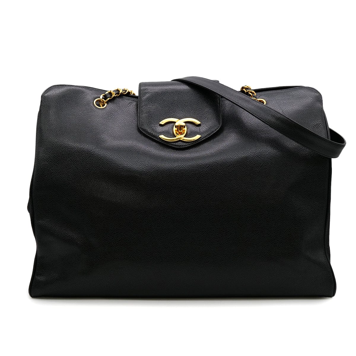 Luxury Promise Japan CHANEL VINTAGE SUPER MODEL BIG COCO CHAIN TOTE BAG BLACK CAVIAR SKIN 90301707
