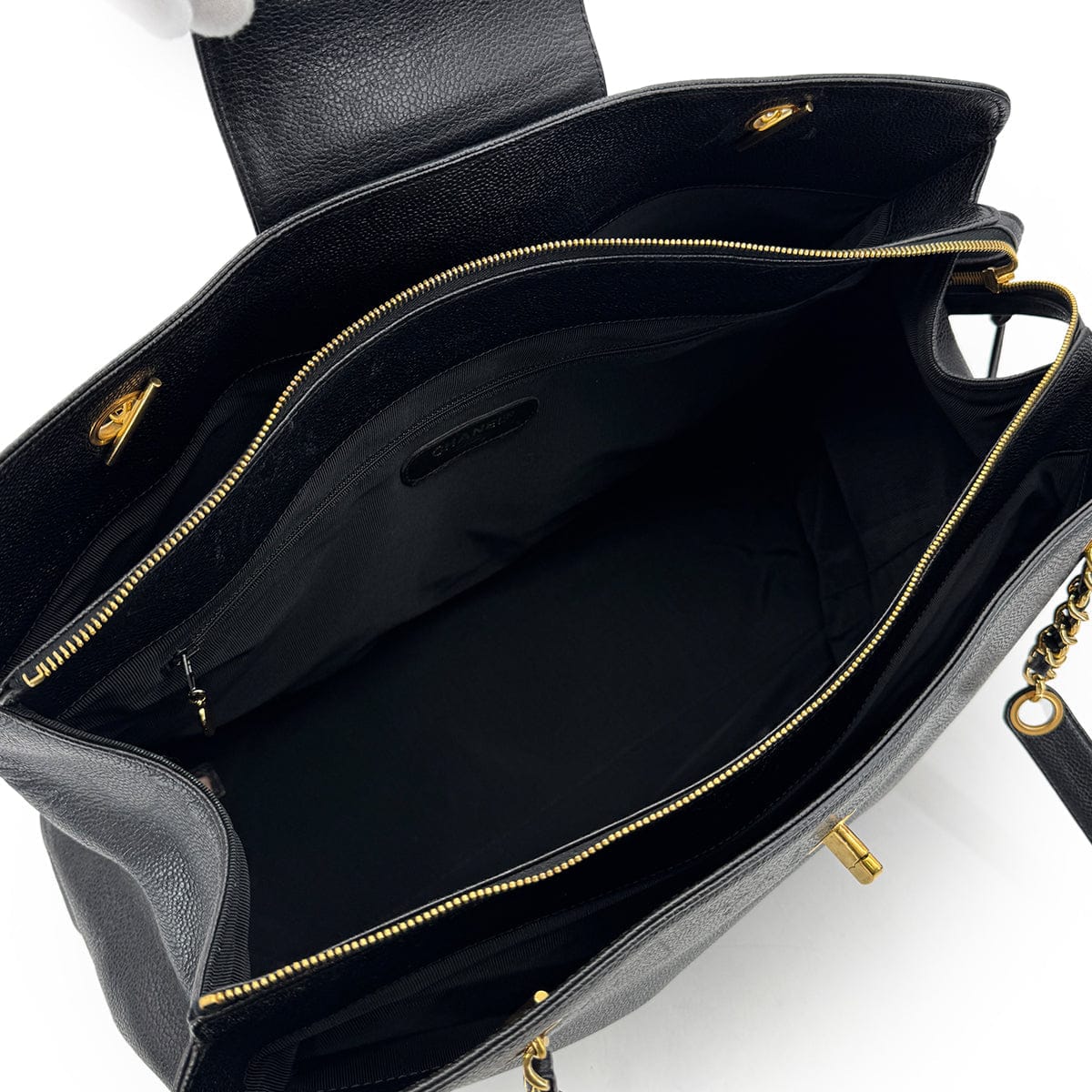 Luxury Promise Japan CHANEL VINTAGE SUPER MODEL BIG COCO CHAIN TOTE BAG BLACK CAVIAR SKIN 90301739