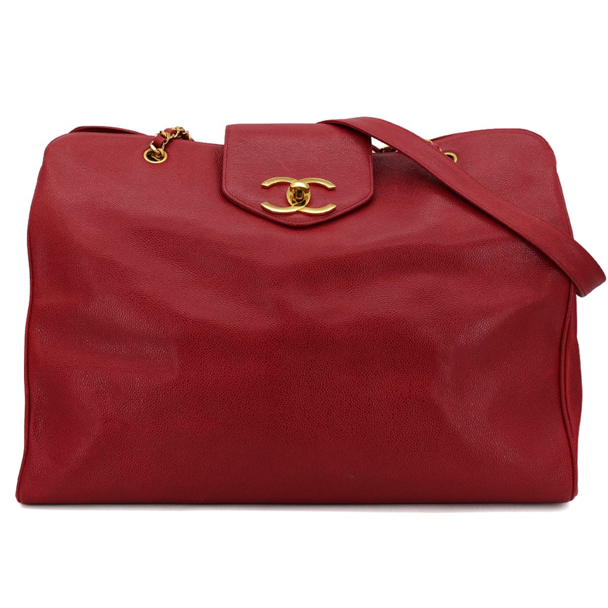 Luxury Promise Japan CHANEL VINTAGE SUPER MODEL BIG COCO CHAIN TOTE BAG RED CAVIAR SKIN 90297254