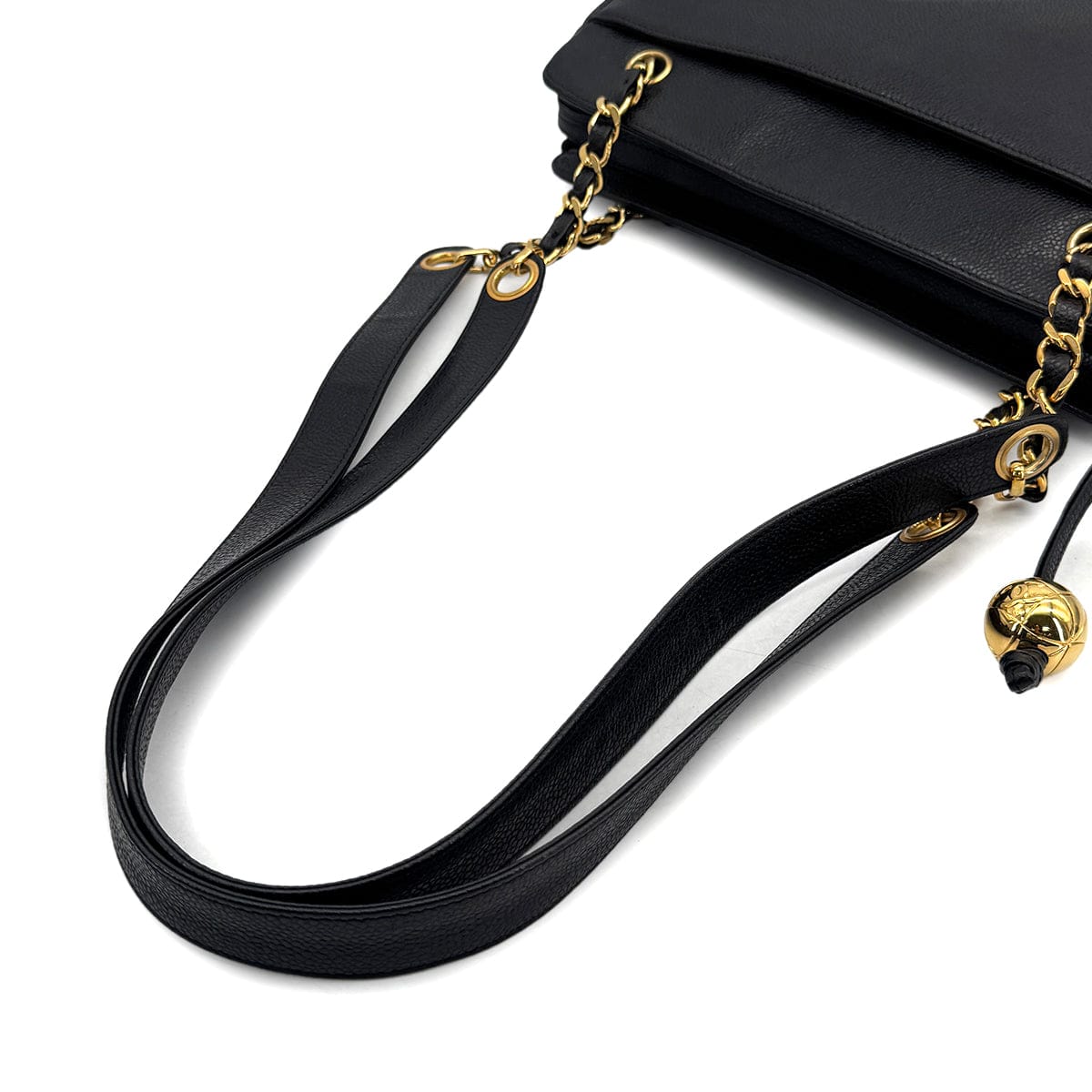 Luxury Promise Japan CHANEL VINTAGE TRIPLE COCO CHAIN TOTE BAG BLACK CAVIAR SKIN 90308978