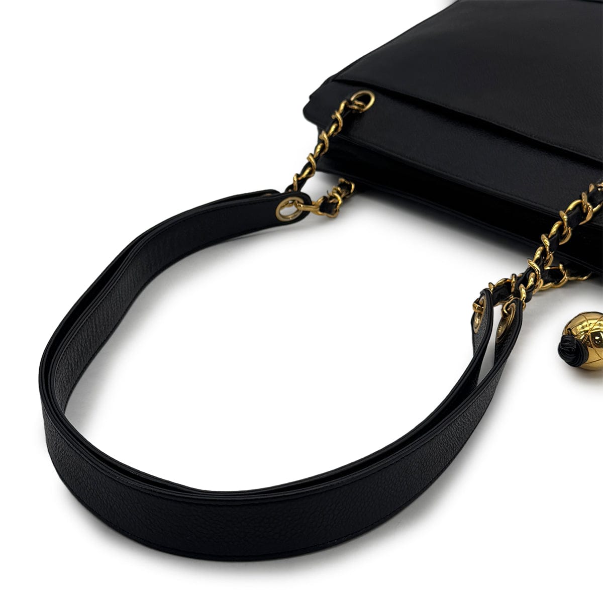Luxury Promise Japan CHANEL VINTAGE TRIPLE COCO CHAIN TOTE BAG BLACK CAVIAR SKIN 90310274