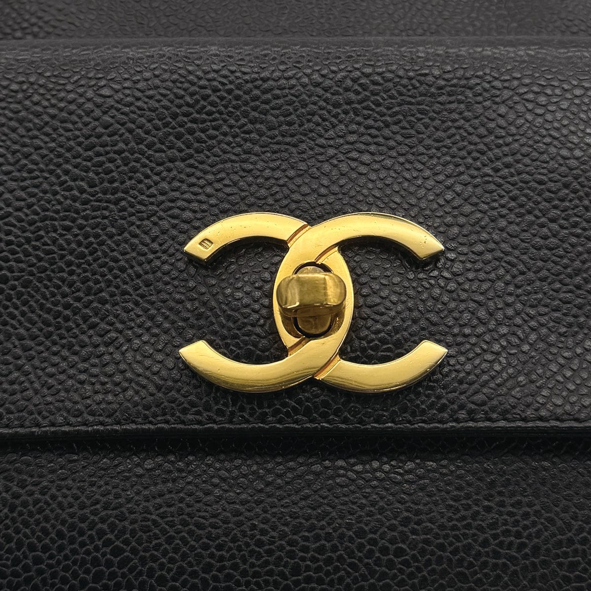 Luxury Promise Japan CHANEL VINTAGE TURN LOCK CHAIN TOTE BAG BLACK CAVIAR SKIN 90309672