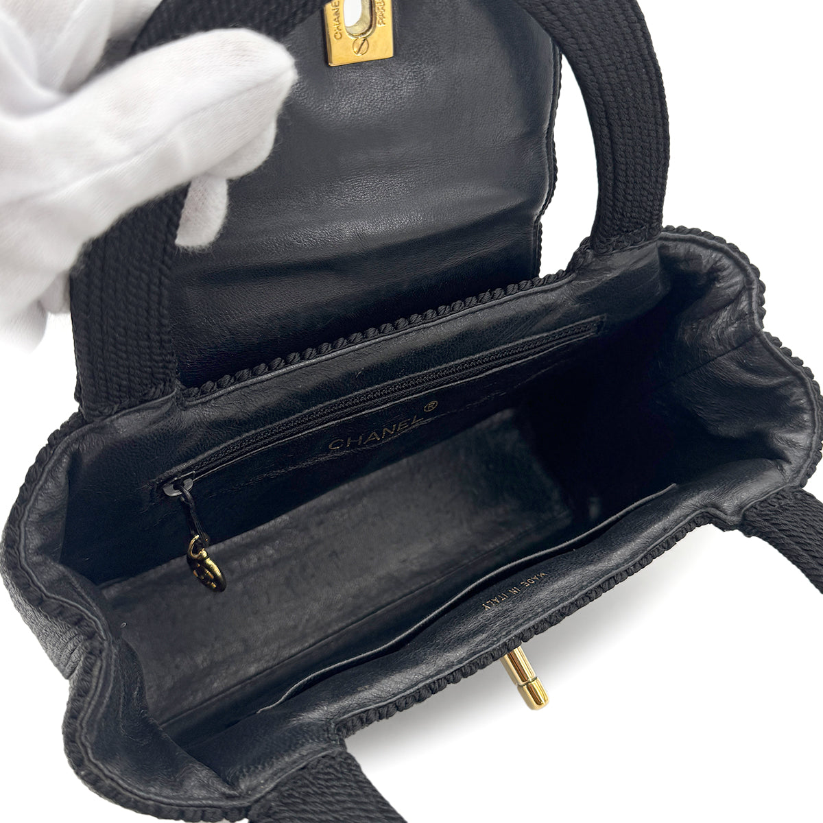 Luxury Promise Japan CHANEL VINTAGE TURN LOCK HAND BAG FABRIC BLACK 90269178