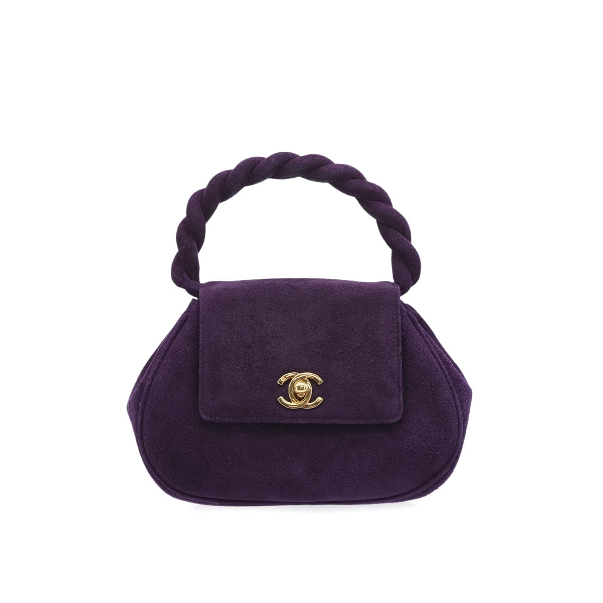 Luxury Promise Japan CHANEL VINTAGE TURN LOCK HAND BAG PURPLE SUEDE 90307218