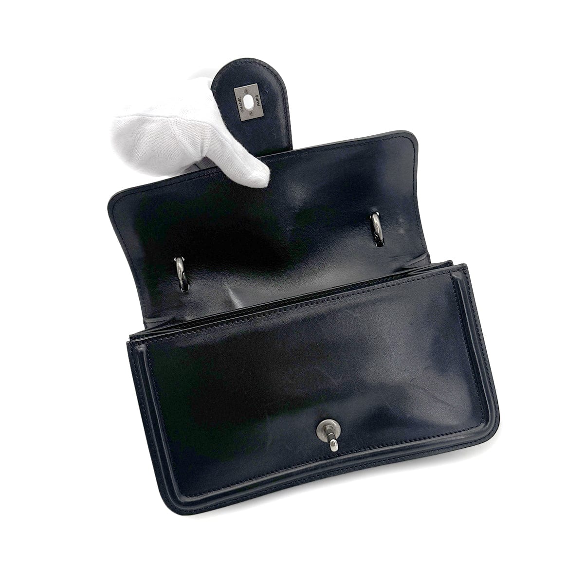 Luxury Promise Japan CHANEL VINTAGE TURN LOCK SHOULDER BAG BLACK CALF SKIN 90275620