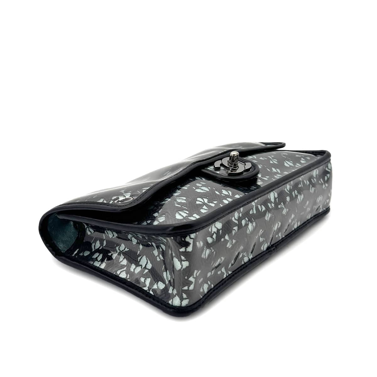 Luxury Promise Japan CHANEL VINTAGE TURN LOCK STAR LEACE CHAIN TOTE BAG CLEAR BLACK VINYL 90291463