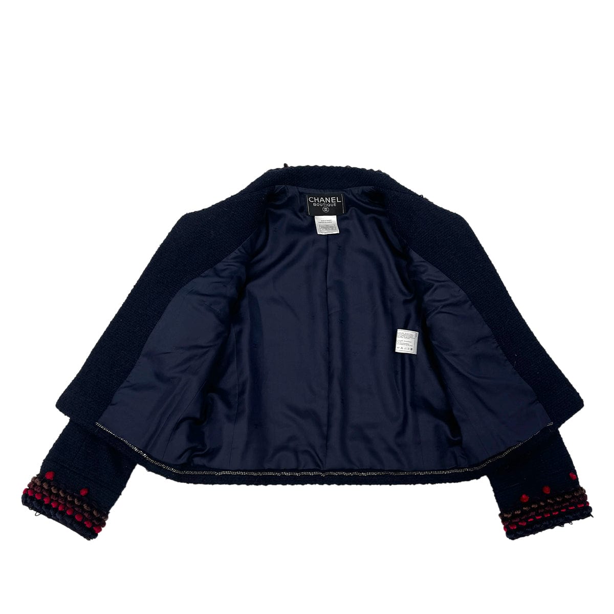 Luxury Promise Japan CHANEL VINTAGE TWEED JACKET NAVY RED WOOL 38 97A RTW 90284427