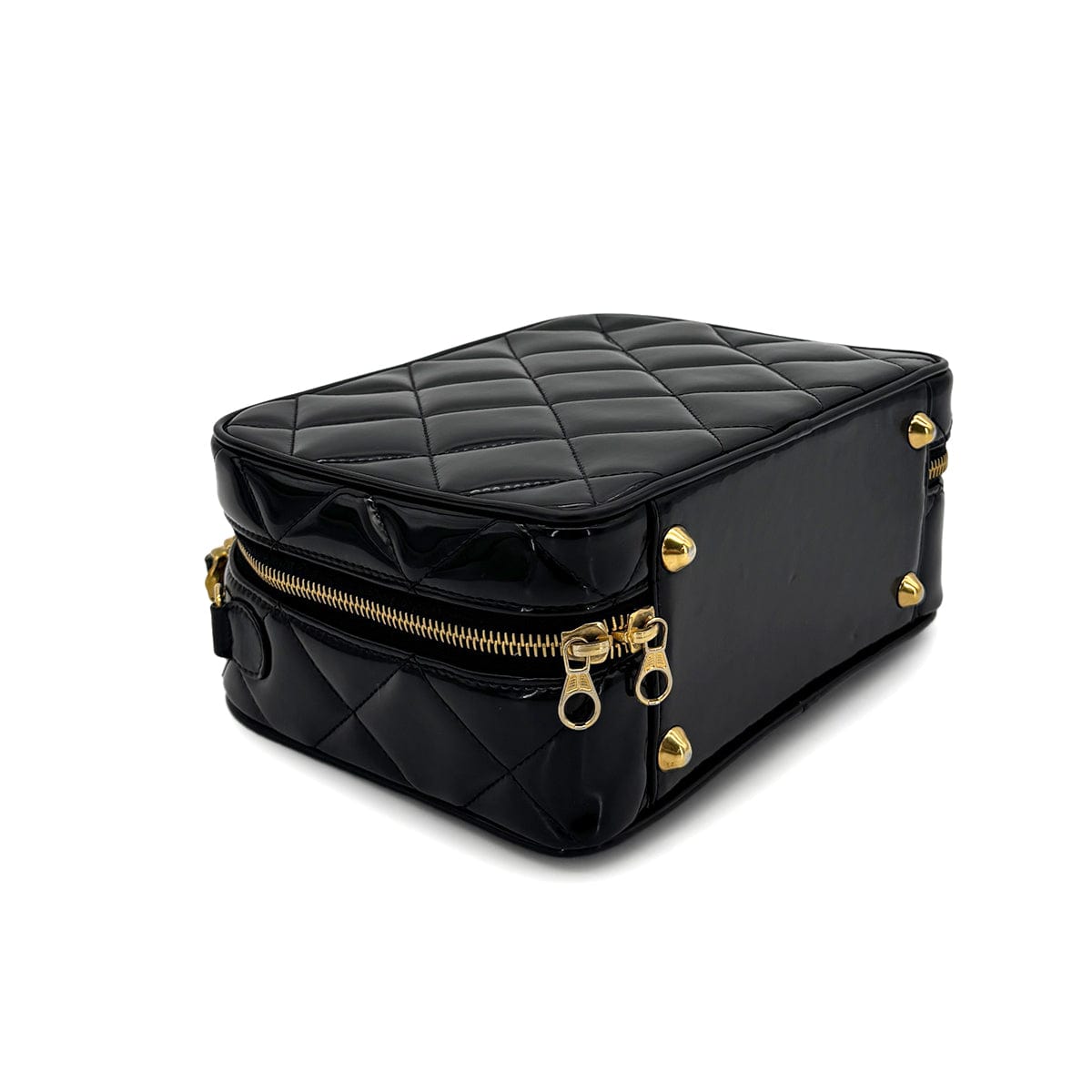 Luxury Promise Japan CHANEL VINTAGE VANITY CHAIN SHOULDER BAG BLACK ENAMEL 90280648