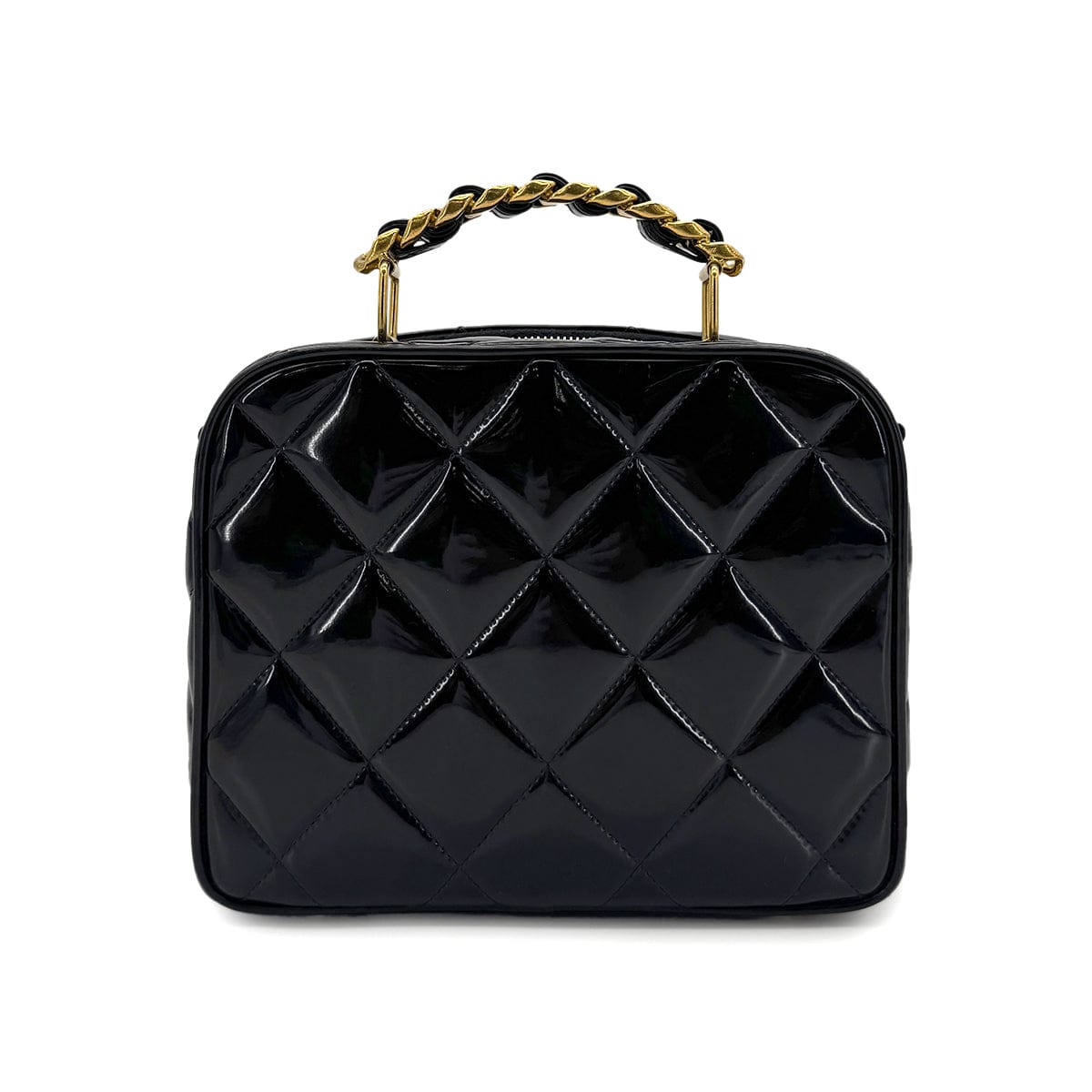 Luxury Promise Japan CHANEL VINTAGE VANITY CHAIN SHOULDER BAG BLACK ENAMEL 90280648