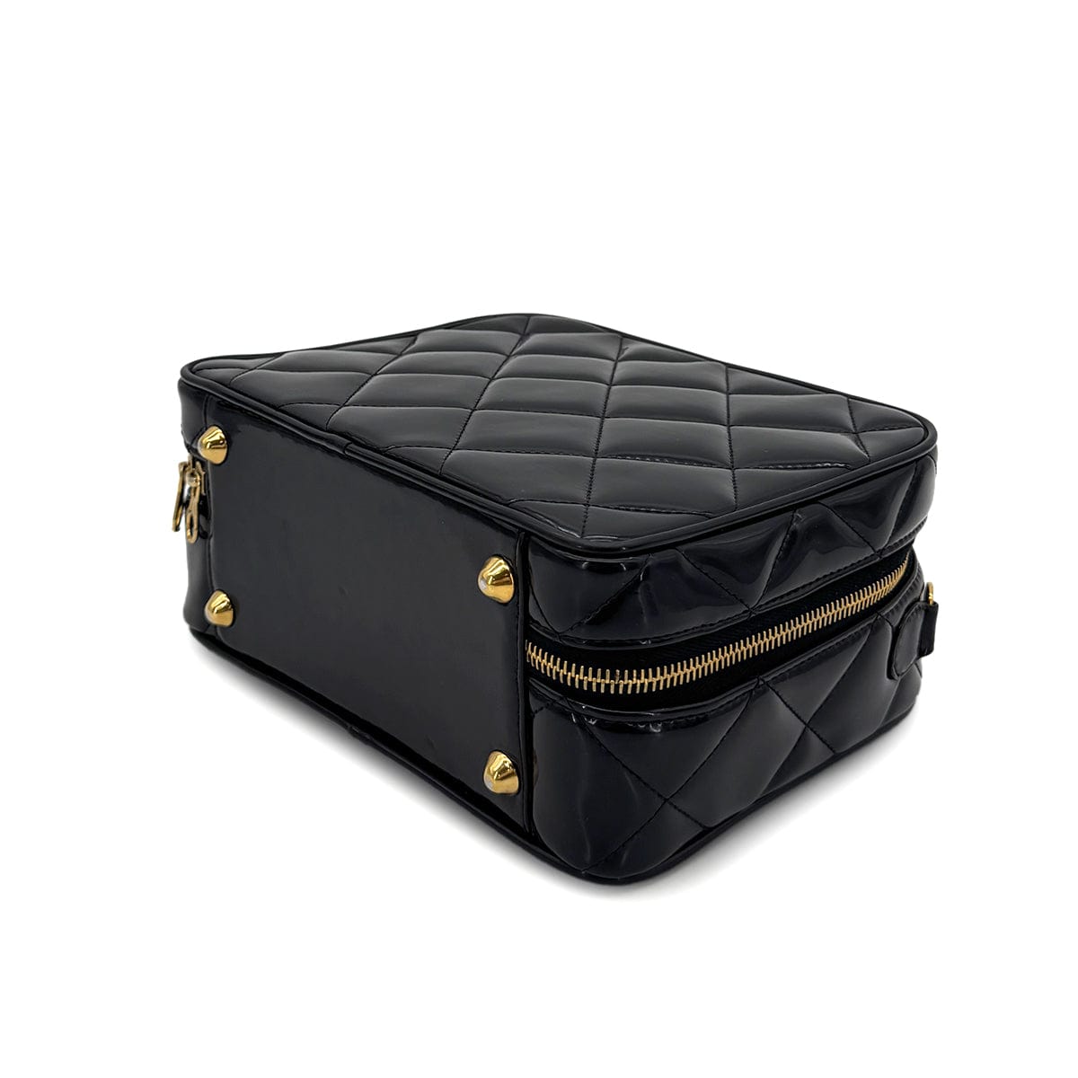 Luxury Promise Japan CHANEL VINTAGE VANITY CHAIN SHOULDER BAG BLACK ENAMEL 90280648