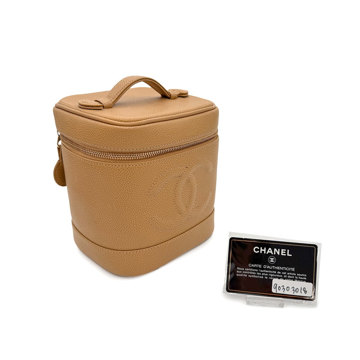 Luxury Promise Japan CHANEL VINTAGE VANITY HAND BAG BEIGE CAVIAR SKIN 90303018