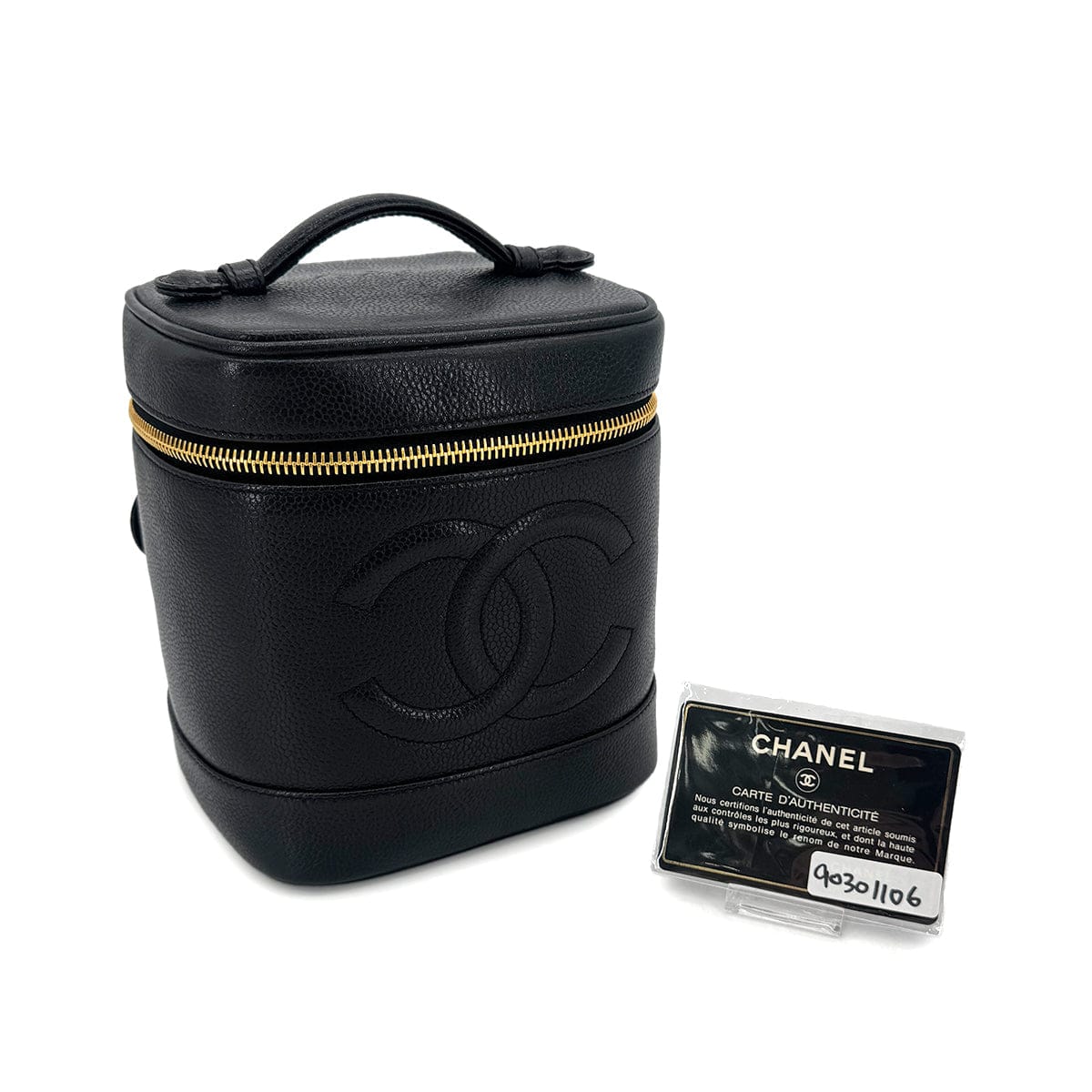 Luxury Promise Japan CHANEL VINTAGE VANITY HAND BAG BLACK CAVIAR SKIN 90301106