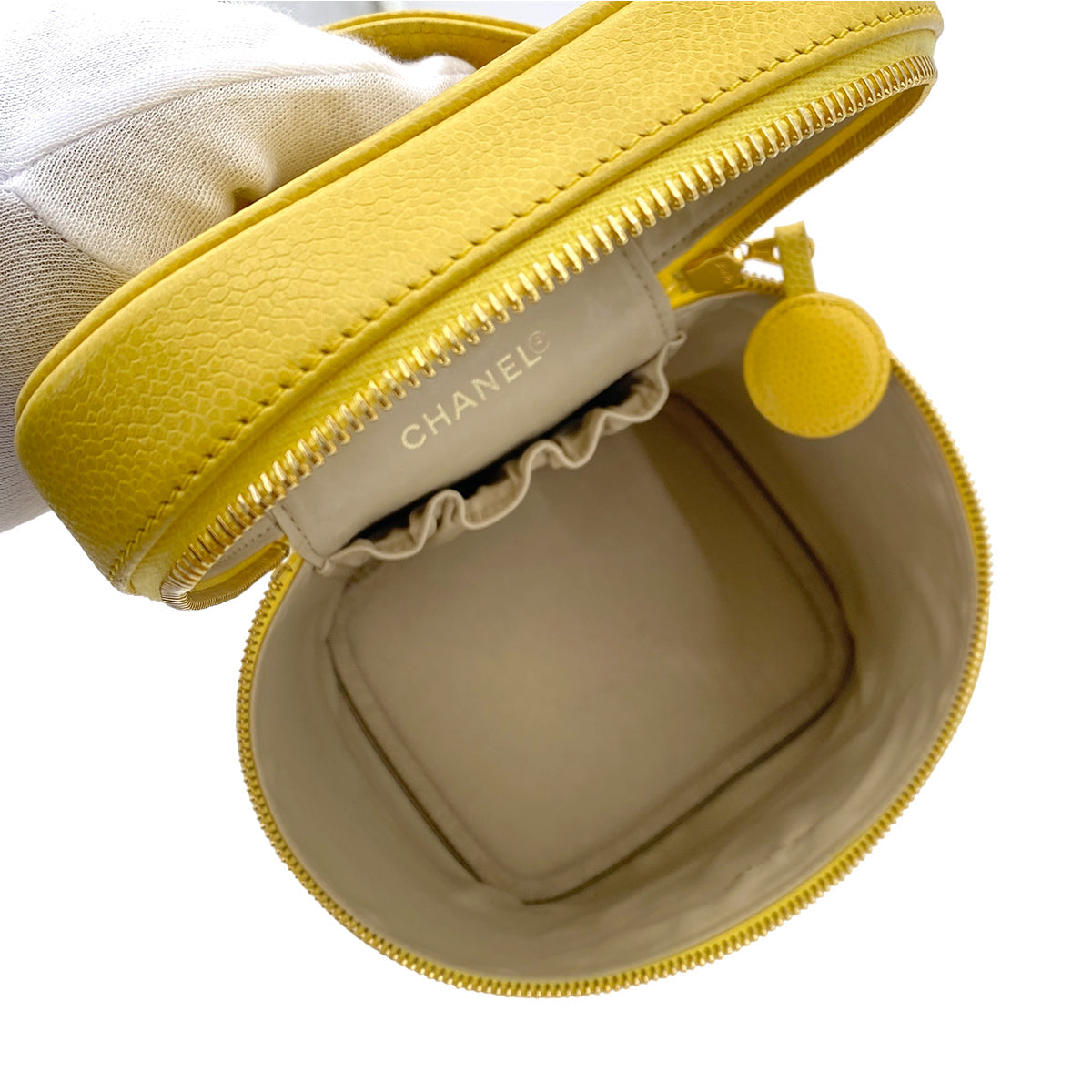 Luxury Promise Japan CHANEL VINTAGE VANITY HAND BAG YELLOW CAVIAR SKIN 90254702