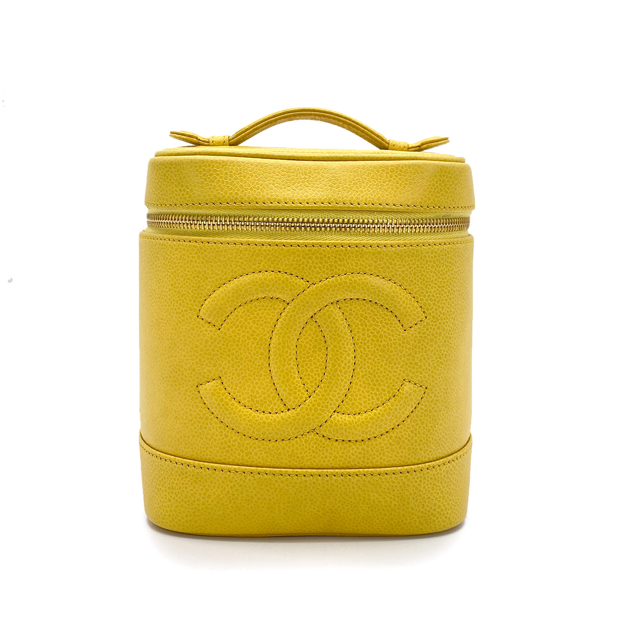 Luxury Promise Japan CHANEL VINTAGE VANITY HAND BAG YELLOW CAVIAR SKIN 90254702