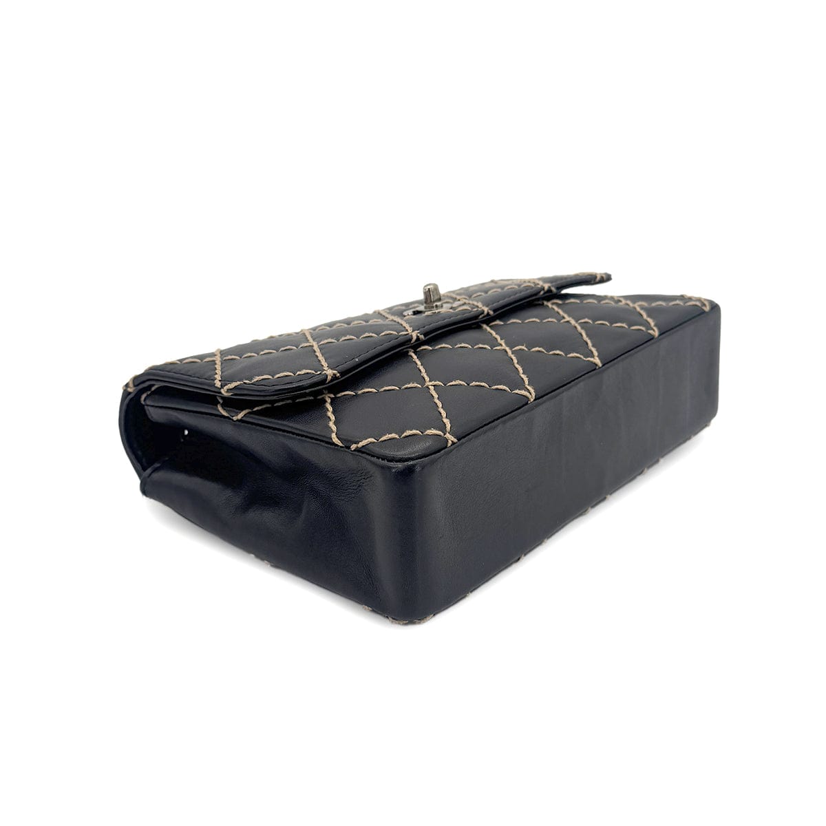 Luxury Promise Japan CHANEL VINTAGE WILD STITCH CHAIN SHOULDER BAG BLACK LEATHER 90273066