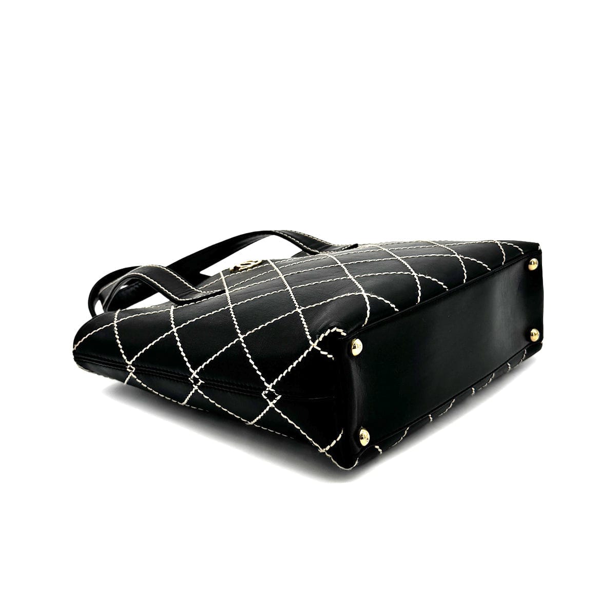 Luxury Promise Japan CHANEL VINTAGE WILD STITCH HAND BAG BLACK LEATHER 90275035