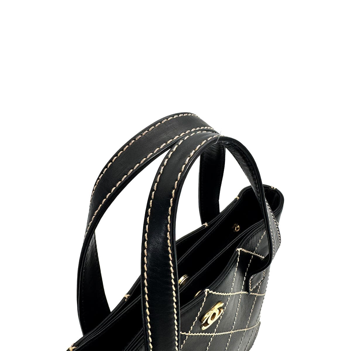 Luxury Promise Japan CHANEL VINTAGE WILD STITCH HAND BAG BLACK LEATHER 90275035