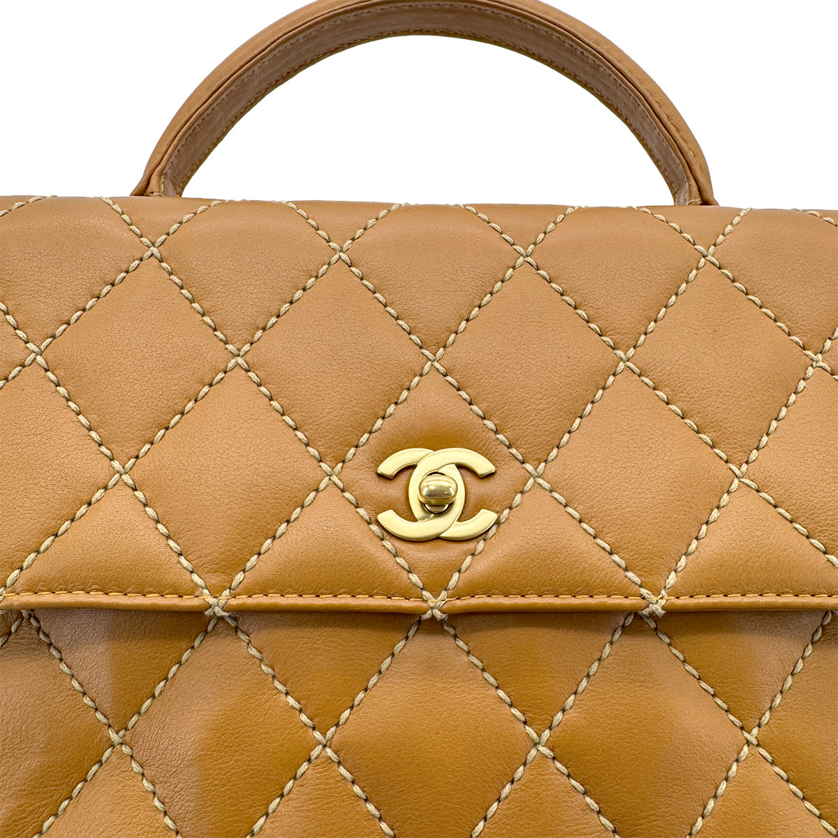 Luxury Promise Japan CHANEL VINTAGE WILD STITCH MATELASSE HAND BAG BROWN LEATHER 90280306