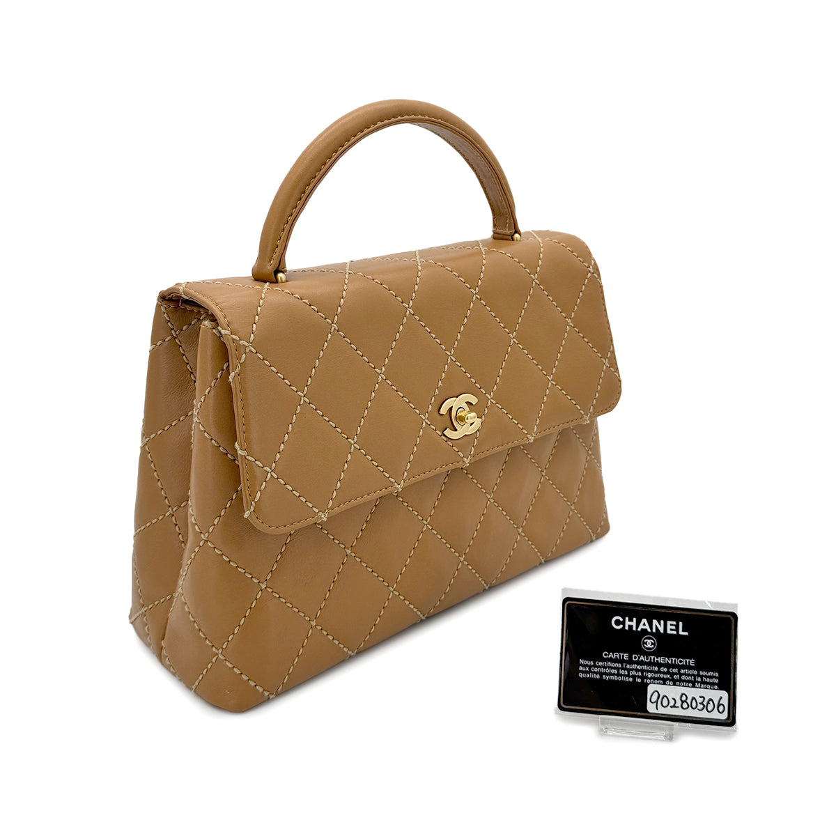 Luxury Promise Japan CHANEL VINTAGE WILD STITCH MATELASSE HAND BAG BROWN LEATHER 90280306