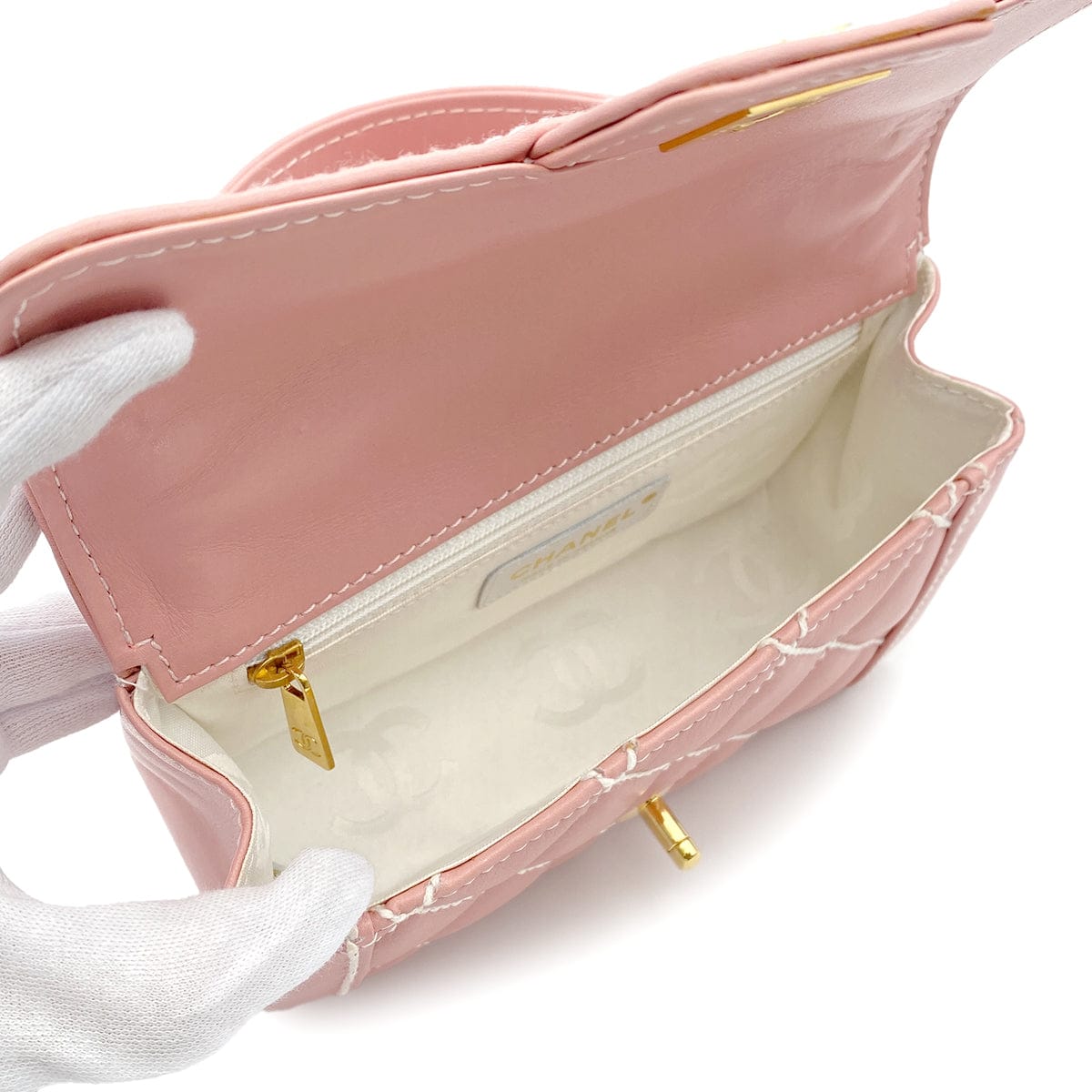 Luxury Promise Japan CHANEL VINTAGE WILDSTITCH HAND BAG PINK LAMB SKIN 90224533